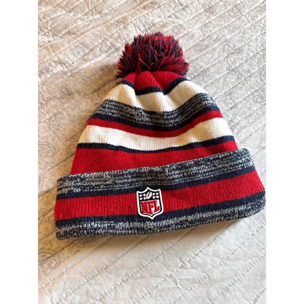 New Era New England Patriots NFL Knit Beanie Pom Hat Red White Blue Gray OS
